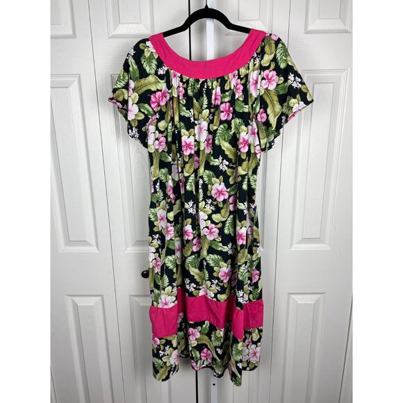 Vintage Hawaiian Tropical Muumuu House Dress Cotton Floral Medium - Picture 6 of 6